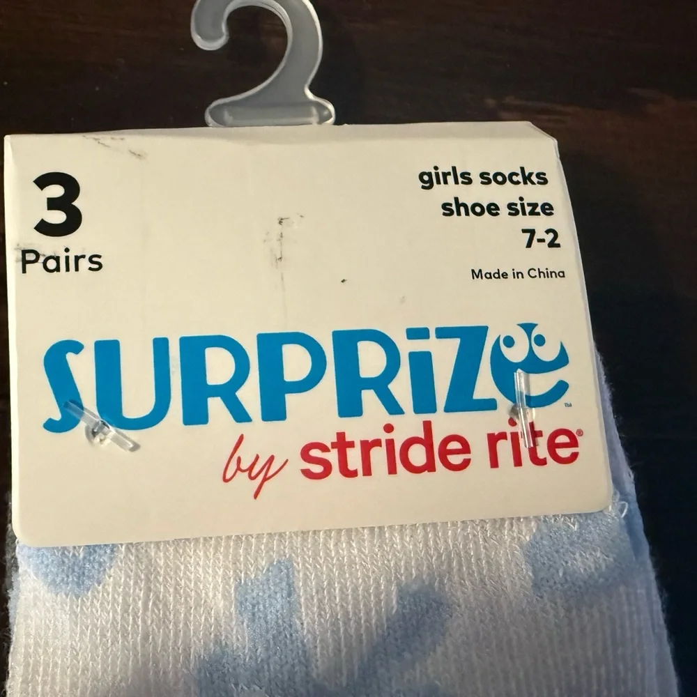 Stride Rite Surprize Girls Socks 3 3-Pack - Pink, White, Cream NWT Shoe Size 7-2